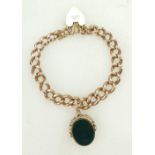 9ct Rose Gold Albert bracelet with swivel, total weight 34.