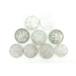 Group of 19th century silver & other coins including - 3 x QV crowns 1889, 92 & 93,