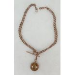 Victorian 9ct Rose Gold double Albert chain with ornate round medal,