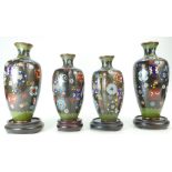 Early 20th Century two Pairs of Oriental Cloisonne enamelled vases height of tallest 18.
