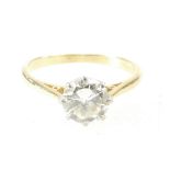 18ct gold diamond ring set with solitaire diamond (approx .8ct) size M-N, 2.