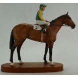 Beswick Connoisseur model of Lester Piggot on Nijinsky 2352 on wood plinth