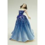 Royal Doulton 1990s prototype figure of a lady holding blue dress with one arm out,