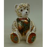 Royal Crown Derby paperweight Regal Goldie Bear with gold stopper, limited edition of 100,