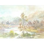 Prudence Turner framed watercolour of landscape scene with certificate from National Fine Arts,