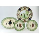 Four Royal Doulton pieces - three Isaac Walton seriesware fishing plates by Noke - oval dish D2704