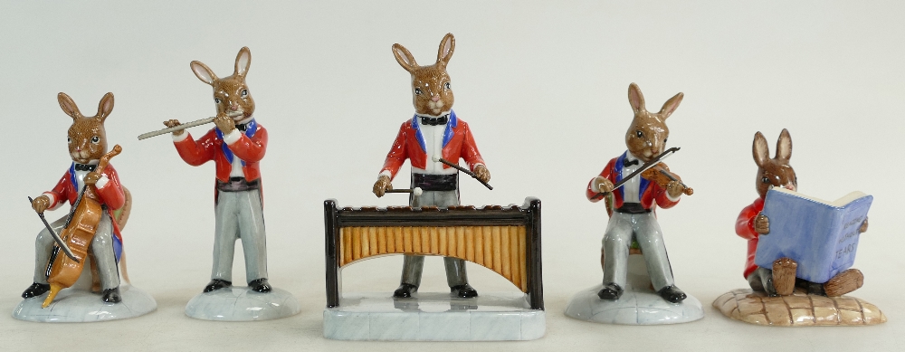 Royal Doulton set of Bunnykins figures from the Orchestra comprising Flute Player DB391,