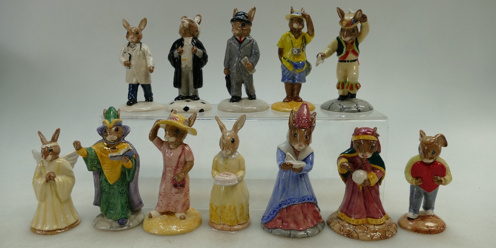 A collection of Bunnykins figures to include 60th Anniversary, Morris Dance DB204, Sweetheart DB130,