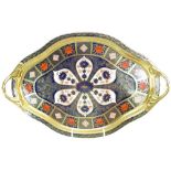 Royal Crown Derby two handled tray decorated in the Old Imari 1128 design, length 41cm,