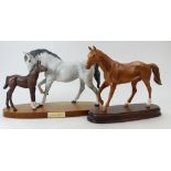 Beswick horse and foal "Spirit of Affection" matte on wood plinth and Royal Doulton Connoisseur