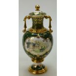 Royal Crown Derby Tatton Park two handled vase & cover, height 20cm,