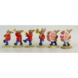 A collection of Royal Doulton Bunnykins figures to include two Drummer DB26, Symbols DB25,