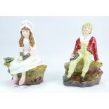 Reg Johnson Studio Pottery figures Sir George Sinclair as a boy and seated girl Cherrie ripe (2)