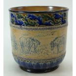 Royal Doulton Lambeth stoneware planter decorated with horses by Hannah Barlow, height 17.