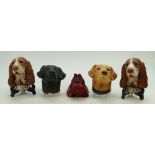 A collection of Bossons wallplaques comprising Liver & White Spaniel x 2, Golden Labrador,