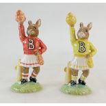 Royal Doulton Bunnykins figures Cheerleader Red DB142 and Cheerleader Yellow DB143 limited edition