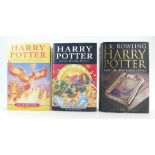 Three Harry Potter J K Rowling first edition hardback books - The Half Blood Prince,