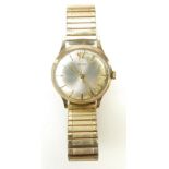 9ct gold gentlemans vintage Avia wristwatch with gold plated expandable wristwatch