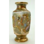 19th century Japanese Satsuma miniature vase decorated all around with groups of men and woman,