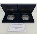 Two x 2009 Gibraltar Henry VIII 5oz (155g appx) sterling silver medallions / coins in cases,