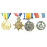 A set of first world war medals awarded to 4910 Pte T Chesters. R.IR..
