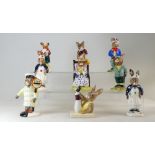 A collection of Royal Doulton Bunnykin figures Lollipop Man DB65, Uncle Sam DB50(red bow),