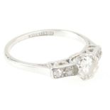 Platinum ladies Diamond ring set with centre stone (approx 0.