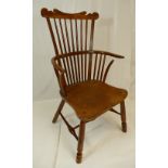 19th century Yew stick back Windsor arm chair