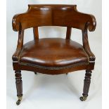 Victorian mahogany & leather arm chair