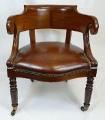 Victorian mahogany & leather arm chair