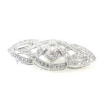 Diamond Brooch with 70 diamonds (approx. 1.5ct) set in white coloured metal stamped 18k & .750.