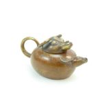 Chinese bronze buffalo miniature teapot,