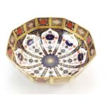Royal Crown Derby octagonal bowl decorated in the Old Imari 1128 design, diameter 21cm,
