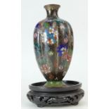 Early 20th Century Oriental Cloisonne enamelled vase of fine quality with oriental foliage scenes