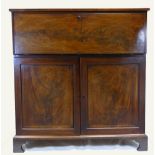 19th Century mahogany inlaid 2 door chiffonier with a secretaire type fitted drop down drawer top