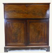 19th Century mahogany inlaid 2 door chiffonier with a secretaire type fitted drop down drawer top