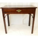 George III mahogany side table with drawer, 79 x 43cm.