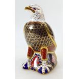 Royal Crown Derby paperweight model of a Bald Eagle with gold stopper,