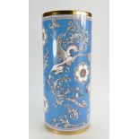 A Wedgwood prestige turquoise florentine prototype enamelled and gilded large cylindrical vase.