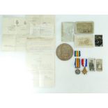 WWI medal group and death plaque - 23692 Pte W Bickerton R.W.Fus.
