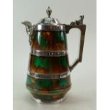 19th century Majolica jug with silver plated lid,