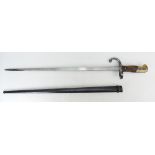 Antique 1876 French Bayonet Sword in metal scabbard, Gras Mre de Armes de St.
