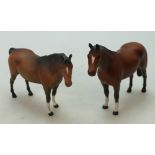 Beswick Thoroughbred pony in brown 1992 and small brown mare 1991,