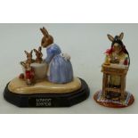 Royal Doulton bunnykins tableau figure Bath Night DB241, with wood base and certificate,