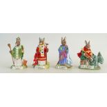 Royal Doulton Bunnykins St George DB398, St David DB400, St Patrick DB397 and St Andrew DB399 .