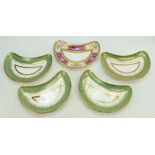 Four matching Minton crescent shaped dishes made for Thos. Goode & Co.