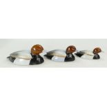 A set of Beswick graduated models of a Pochard duck approved by Peter Scott, 1520-1,