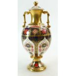 Royal Crown Derby two handled Sudbury vase & cover decorated in the Old Imari 1128 design,