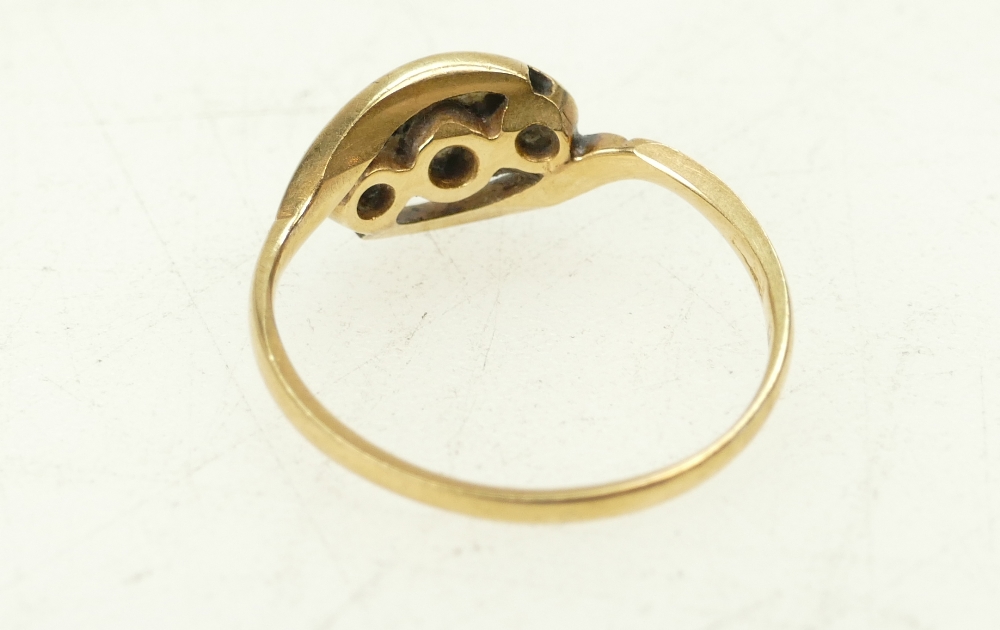 18ct gold ring with stones missing, - Bild 2 aus 2