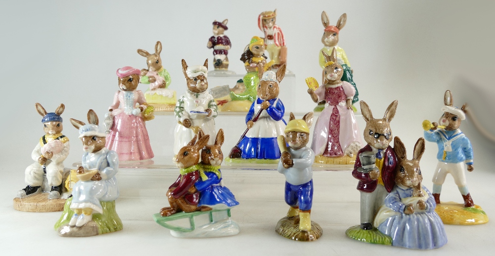 A collection of Bunnykins to include Mrs Bunnykin DB6, Sleigh Ride DB4, Cook DB85,